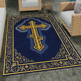 Personalized Orthodox Christian Area Rug, Custom Eastern Orthodox Russian Greek Byzantine Non-Slip Rug for Women Men, IC XC Nika Cross Mat for Living Room, Bedroom, Church Decor (D4)