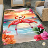 Custom Flamingo Welcome Mat for Front Door and Entryway