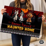 Custom Halloween Dog Doormat with Pumpkin and Bat Details - Style #3