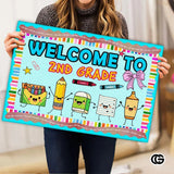 Personalized Welcome Mat with Custom Teacher Name and Chibi Design