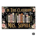 Personalized Welcome Doormat with Teacher Name and Notebook Art - Class-18