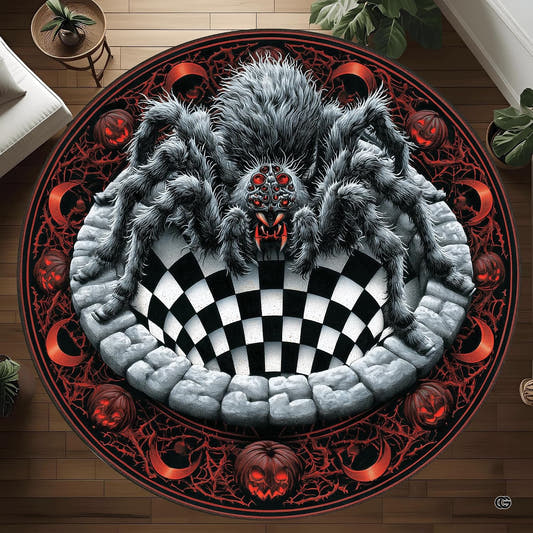 Custom Halloween 3D Effect Optical Illusion Spooky Round Rug (D7)