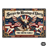 Custom Family Name Doormat with Patriotic Hunting Art