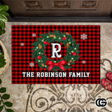 Personalized Christmas Doormat with Custom Family Name