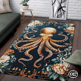 Custom Coastal Octopus Welcome Mat for Entryway and Bathroom