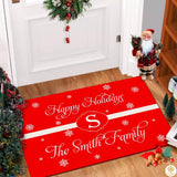 Personalized Christmas Doormat with Custom Family Name