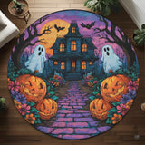 Custom Halloween 3D Optical Illusion Round Rug Skeleton Horror Area Rug (1, #2)