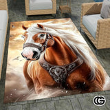 Custom Running Horse Area Rug with Non-Slip Backing