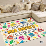Custom Family Name Doormat with Monogram and House Address - Handprints