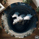 Custom Dragon Round Rug with 3D Illusion and Non-Slip Back