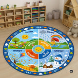 Wheel of Feelings and Emotions Round Rug, Educational Mental Health Rug for Classroom, Educational Animal Shape School Mat, Back to School Gift (Season 2)