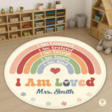 Custom Rainbow Educational Welcome Mat with ABC and Feelings