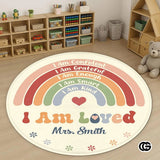 Custom Rainbow Educational Welcome Mat with ABC and Feelings