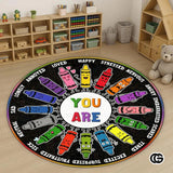 Custom Feelings Wheel Round Welcome Mat for Kids and Classroom