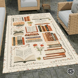 Custom Vintage Book Doormat with Floral Details and Cat Design