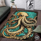 Custom Octopus Welcome Mat with Coastal Theme and Vintage Style