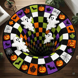 Custom Halloween 3D Optical Illusion Round Rug Skeleton Horror Area Rug (1, #1)