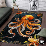 Custom Octopus Welcome Mat with Coastal and Beach Design