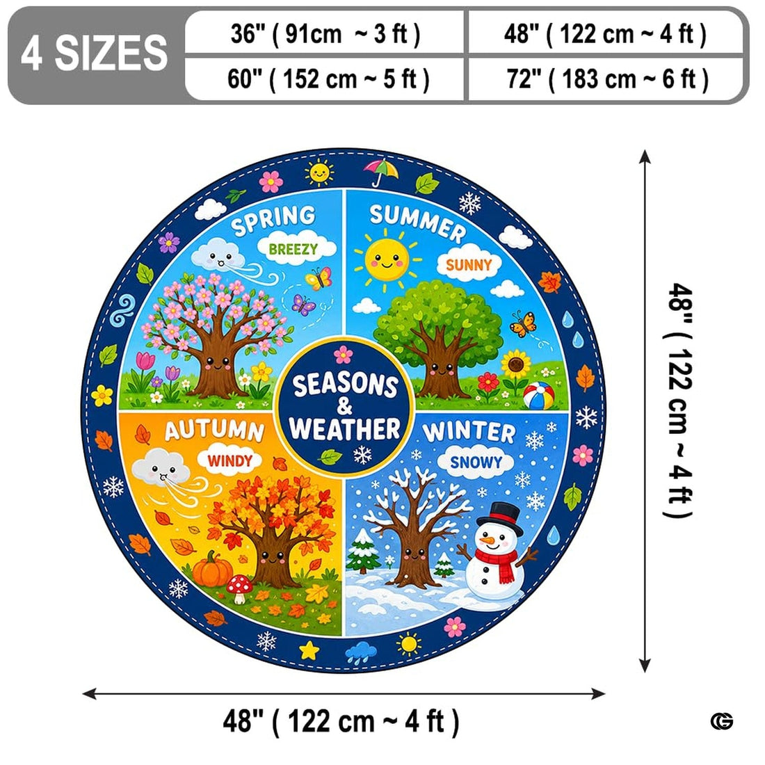 Four Cycles Nature Tree Quadrant Kids Area Rug