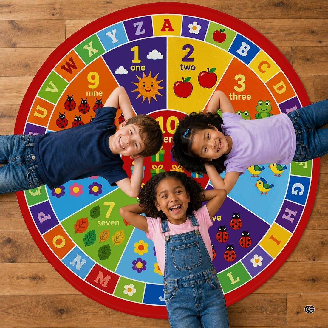 Alphabet & Counting Circle Educational Classroom Area Rug
