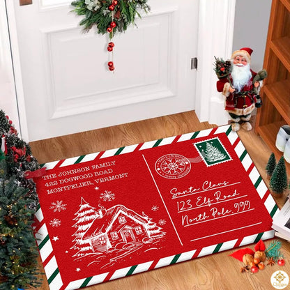 Personalized Christmas Doormat with Custom Family Name