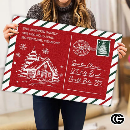 Personalized Christmas Doormat with Custom Family Name and Text