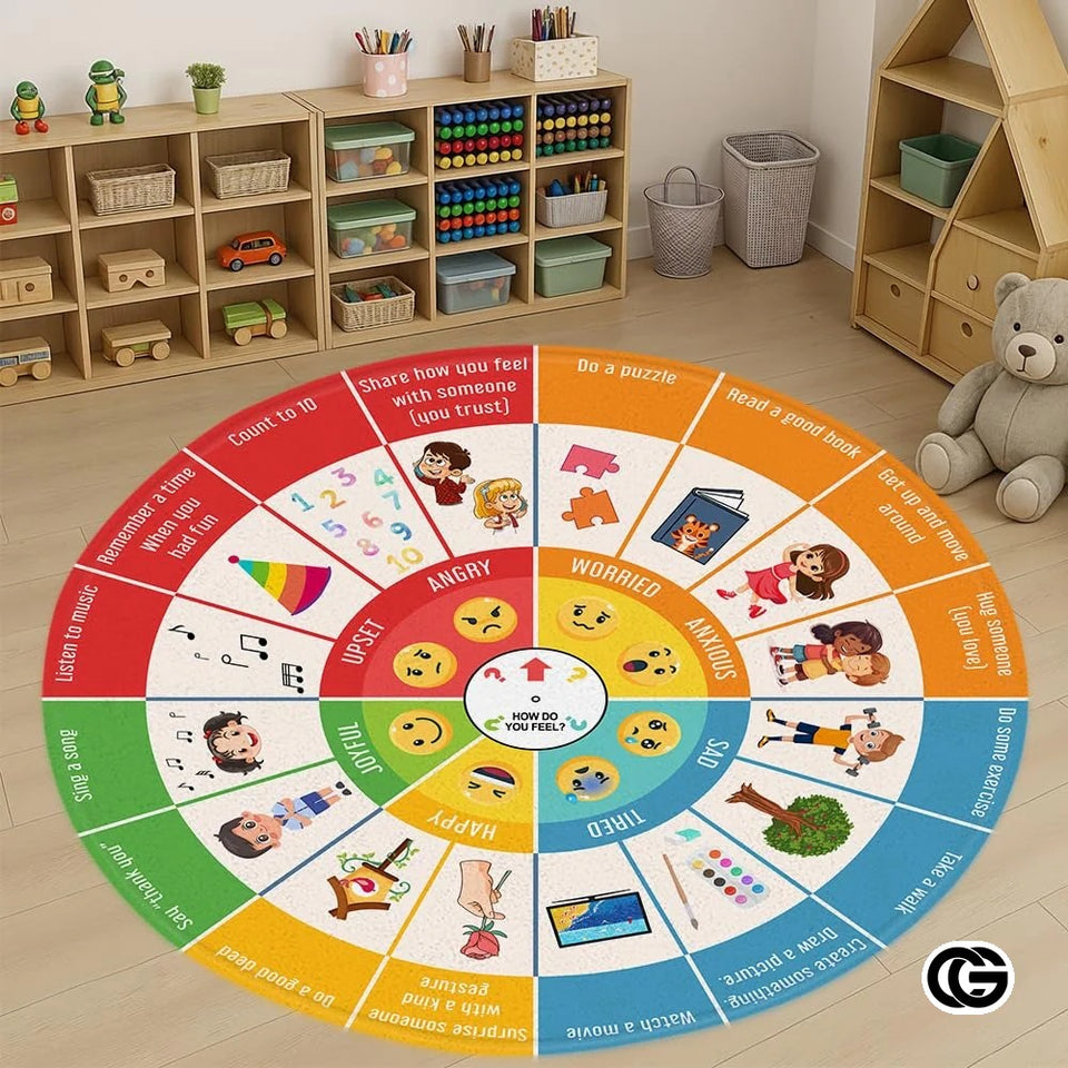 Custom Feelings Wheel Welcome Mat for Classroom and Office