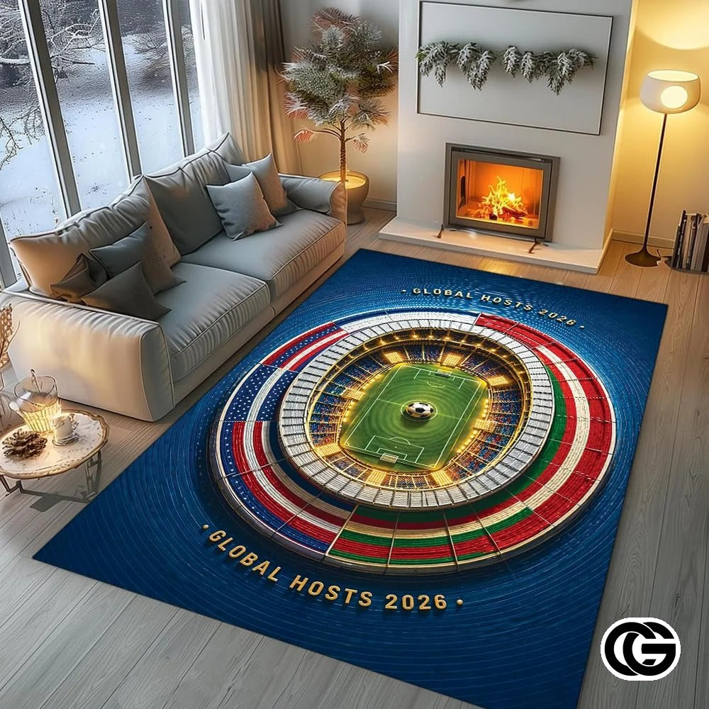 Personalized Soccer Doormat with Trophy and World Flags - D5
