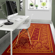 Cozy modern living room arrangement styling the burgundy gold bandana paisley rug - thumbnail image 5 of 9