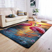 Non-slip rubber backing and bound edge stitching on flamingo lagoon floor rug - thumbnail image 4 of 7