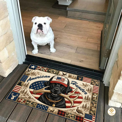 Custom Hunting Welcome Doormat with Family Name and Flag
