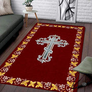 Personalized Orthodox Christian Area Rug, Custom Eastern Orthodox Russian Greek Byzantine Non-Slip Rug for Women Men, IC XC Nika Cross Mat for Living Room, Bedroom, Church Decor (D8)