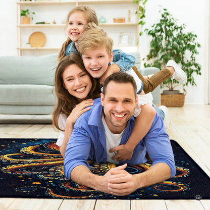 Soft low-pile microfiber surface texture on graphic golden octopus sports area rug - thumbnail image 3 of 7