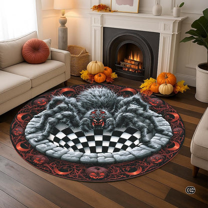 Custom Halloween 3D Effect Optical Illusion Spooky Round Rug (D7)