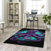 Non-slip grip backing texture and resilient construction of octopus ocean area rug. - thumbnail image 5 of 8