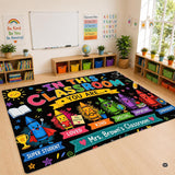 Personalized Teacher Classroom Rug, Custom Back to School Welcome Mat with Name, Kindergarten Preschool Elementary Decor, Composition Notebook Carpet (A13)