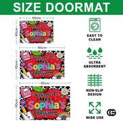 Personalized Welcome Doormat with Teacher Name and Notebook Pattern - Class-06