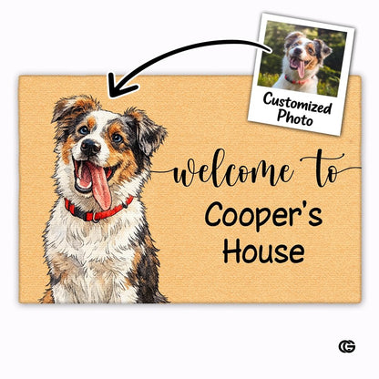 Personalized Pet Dog Welcome Door Mat with Photo and Name (A01)