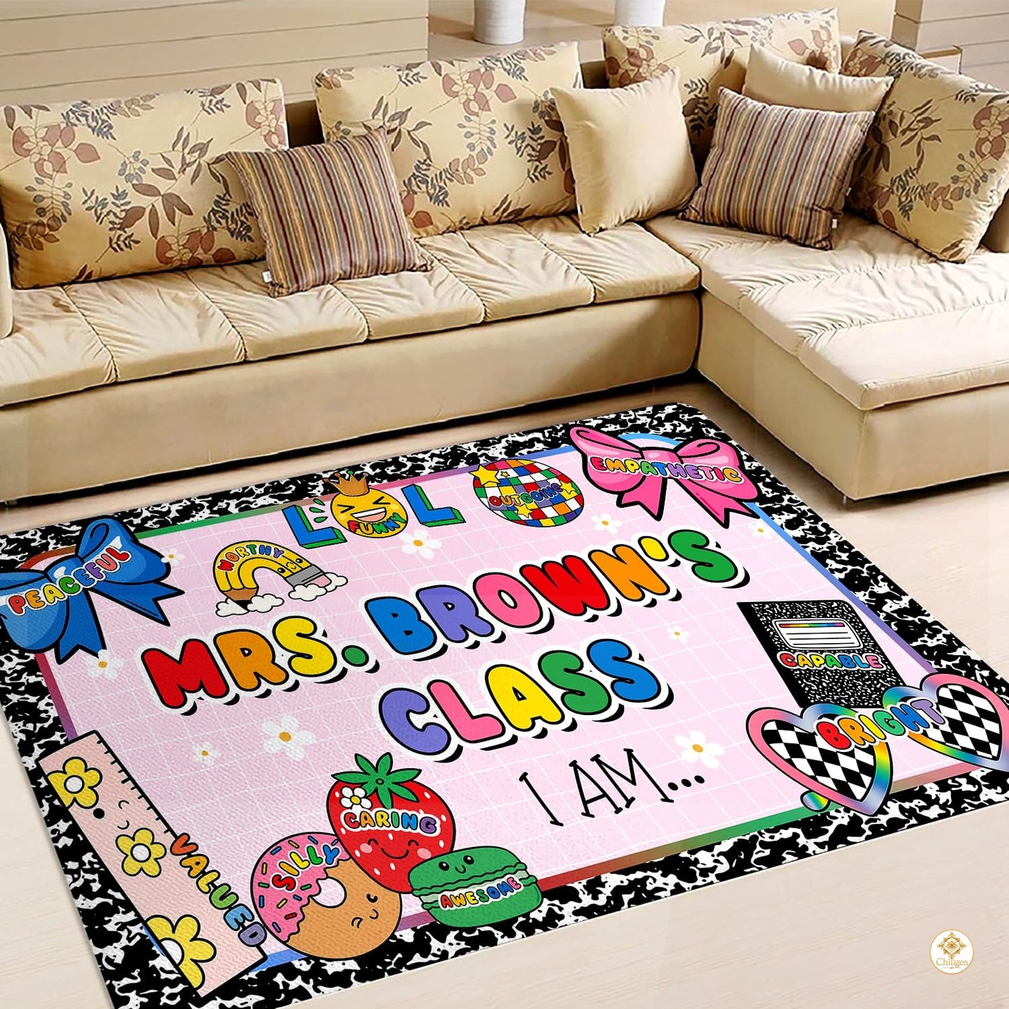 Custom Composition Notebook Classroom Rug for Kids - Clipboard Style / 2' x 3' (Rectangular)