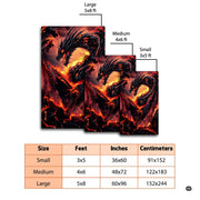 Mockup display showing the volcanic fire dragon rug in front of contemporary living room furniture - thumbnail image 2 of 7