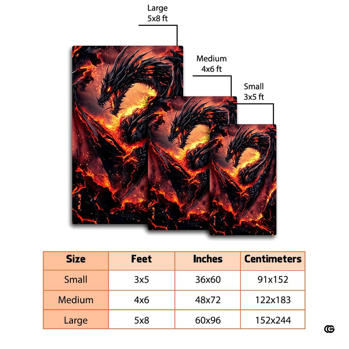 Mockup display showing the volcanic fire dragon rug in front of contemporary living room furniture - image 2 of 7