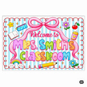 Personalized Classroom Doormat with Teacher Name and Notebook Pattern - Class-01