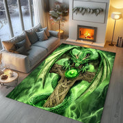 Top view of mystical green dragon Celtic cross pattern with swirling jade mist. - thumbnail image 5 of 8