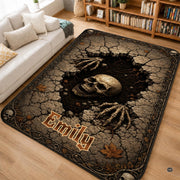 Personalized Witch Area Rug with Name - Custom Halloween Rug, Black Cat & Raven Floor Carpet, Spooky Gothic Home Decor, Non Slip Rugs (Style 9)