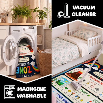Personalized Teachers Classroom Rug, Custom Teacher Name Classroom Rules Area Rug, Feeling Chart Calming Corner Mat, Kindergarten Educational Back to School Class Decor (D1)