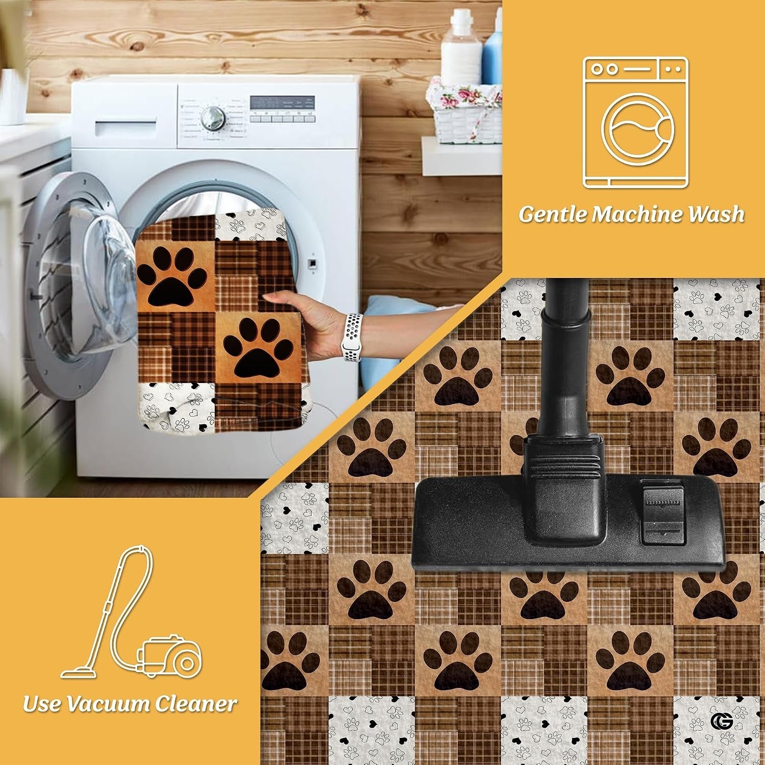 Custom Dog Paw Round Rug Patchwork Area Rug for Pet Lovers (1, A5)