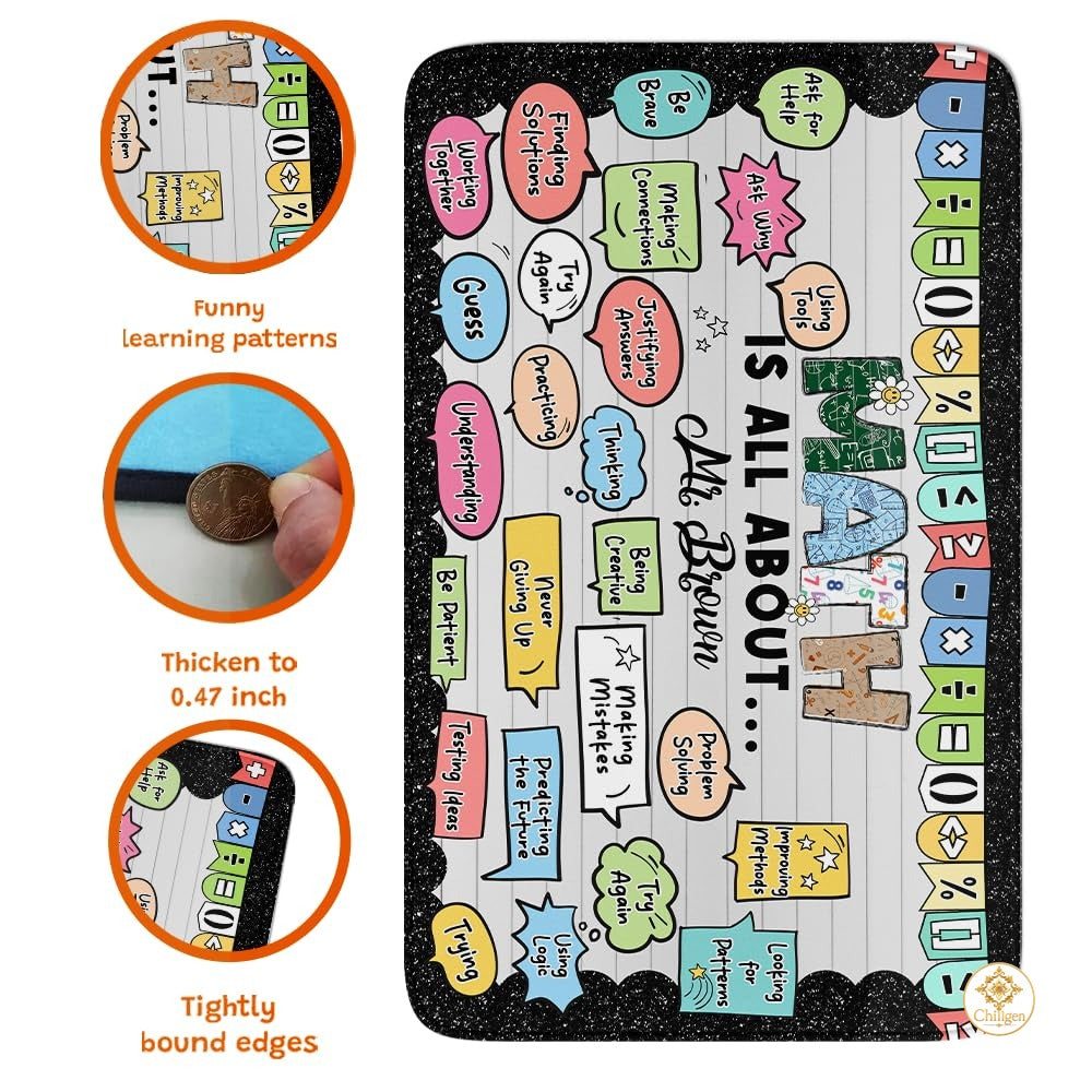Custom Mathematics Educational Welcome Mat with School Formulas