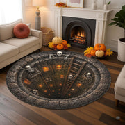 Custom Halloween 3D Optical Illusion Round Rug Skeleton Horror Area Rug (1, #13)