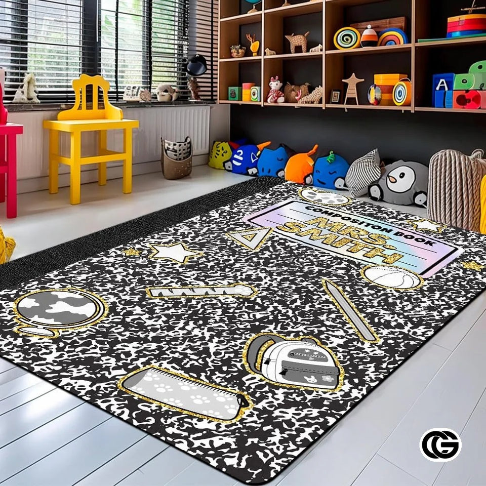 Custom Composition Notebook Classroom Rug for Kids