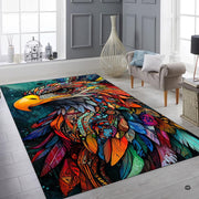 Non-skid dotted backing and resilient pile construction of the mandala eagle area rug. - thumbnail image 6 of 7